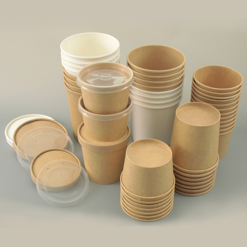 No Added Pfas 16Oz Customized Disposable Printed Soup Paper Cup With Paper Or Plastic Lid
