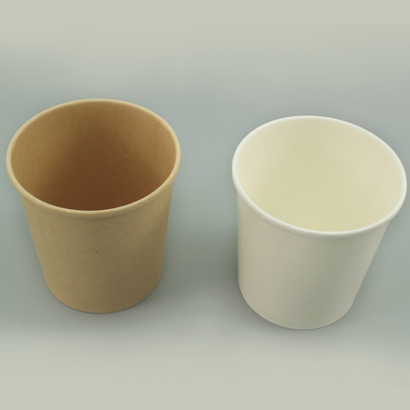 Disposable Paper Lunch Box 8Oz White Kraft Paper Soup Cup Take Away Food Container Box