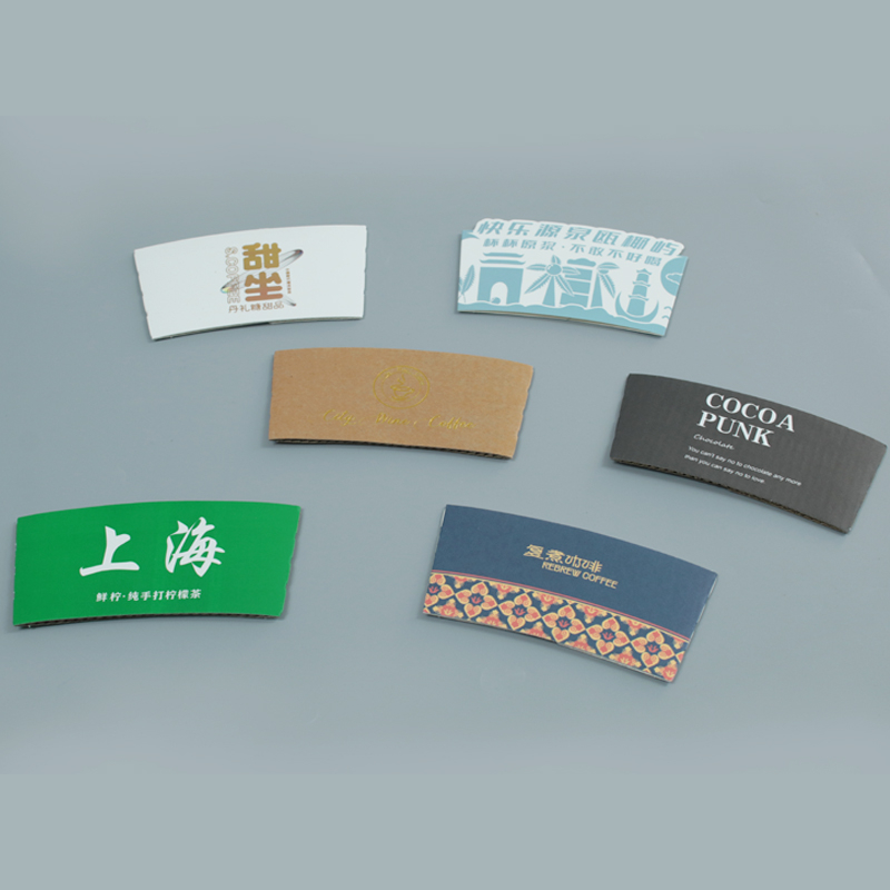 Customize Logo Design Printing Paper Cup Sleeves 6/8/10/12/16 OZ Hot Coffee Cups Disposable Paper Cup Sleeve