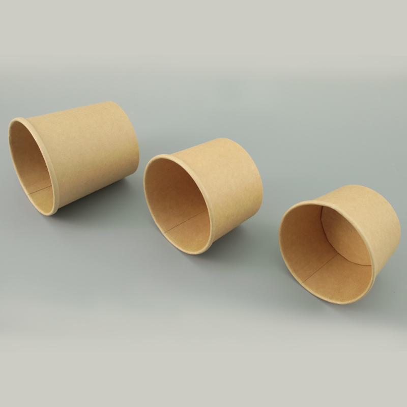 Customized Paper Soup Barrels With Paper Lids Brown Paper Soup Bowl Disposable Kraft Soup Cup