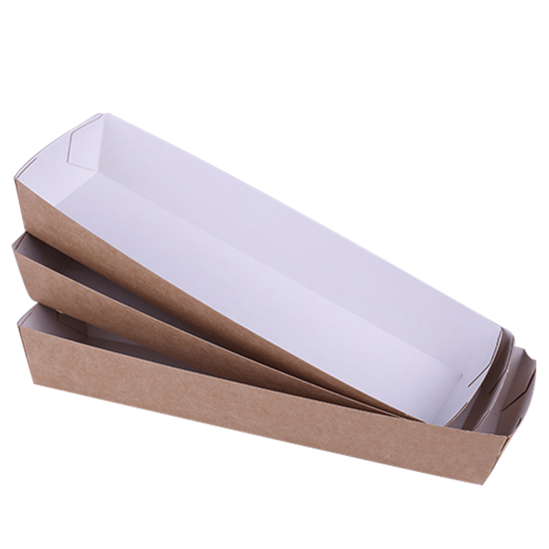 Food Tray -white inside+kraft outside