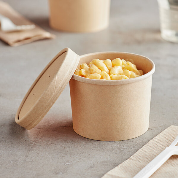 No Added Pfas Customized Paper Soup Barrels With Paper Lids Brown Paper Soup Bowl Disposable Kraft Soup Cup