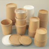 Disposable Paper Lunch Box 8Oz White Kraft Paper Soup Cup Take Away Food Container Box