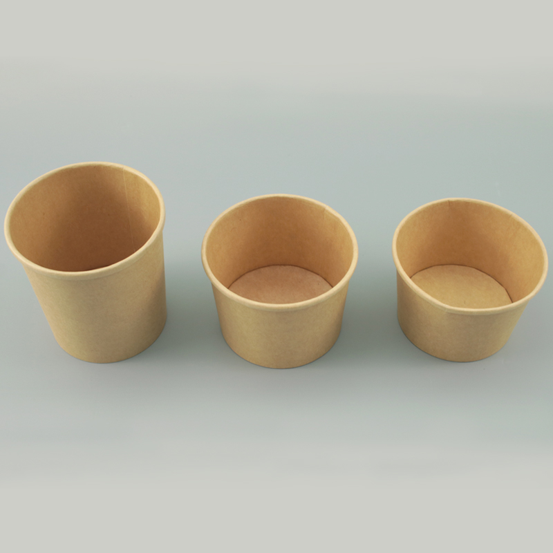 Eco Friendly Packaging Custom Logo Disposable Round Kraft Paper Food Container Bowl with Lids Take Away