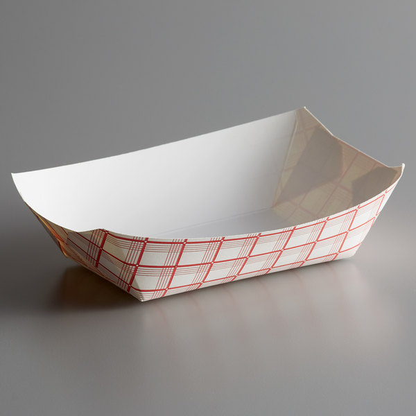 #300 3LBS. French Fries Fried Chicken Red Check Paper Food Tray