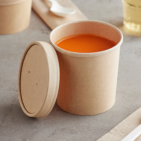 Disposable Paper Lunch Box 8Oz White Kraft Paper Soup Cup Take Away Food Container Box